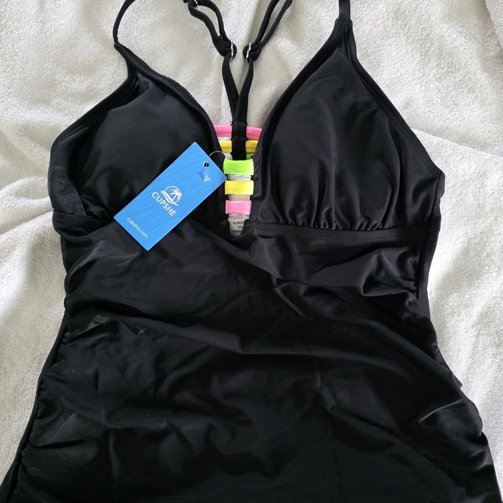 Cupshe Black Bikini with Neon Straps - Picture 2 of 7